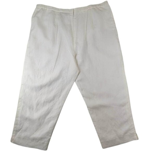 7th Avenue Linen Crop Capri Womens XL White Floral Embroidery CottageCore Beach - Picture 2 of 12